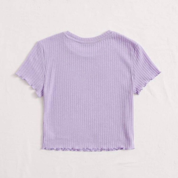 New Shein Short Sleeve Crop Top T-Shirt Purple - Picture 3 of 10